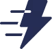 Blue lightning bolt icon with three horizontal speed lines on the left side.