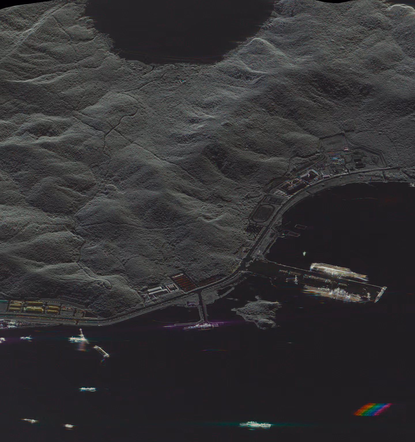 High-resolution Capella Colorized Sub-aperture Image (CSI) SAR imagery showing detailed surface features captured in all-weather conditions

