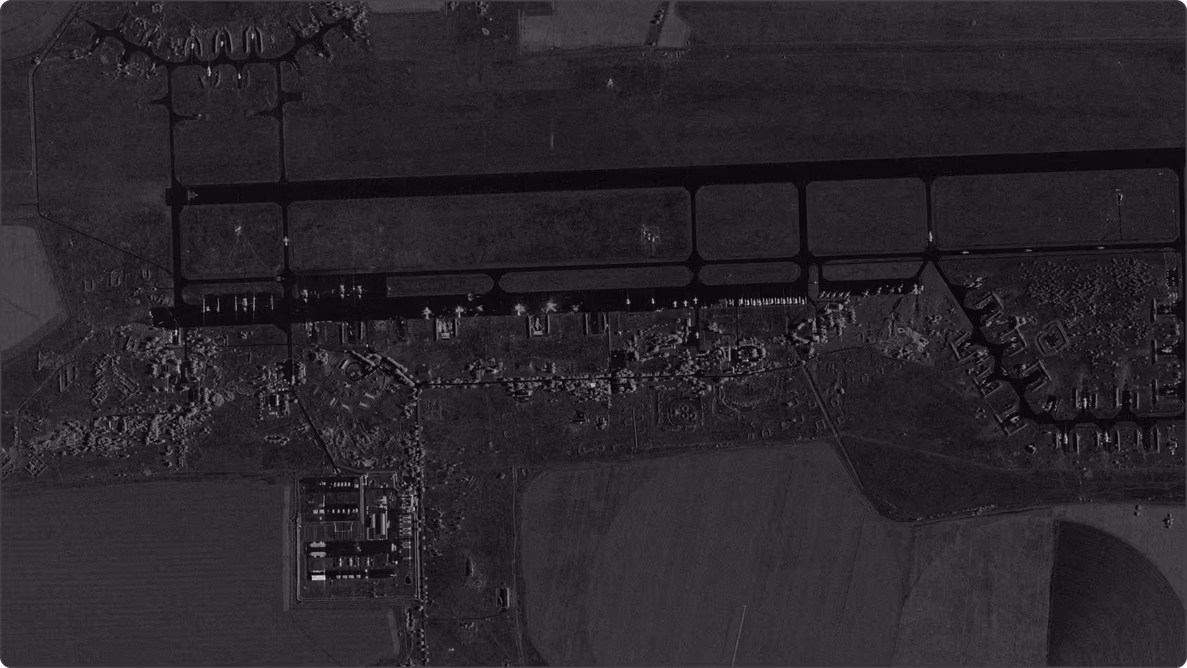 High-resolution Capella SAR imagery of Belaya Airbase, Russia showing detailed surface features captured in all-weather conditions