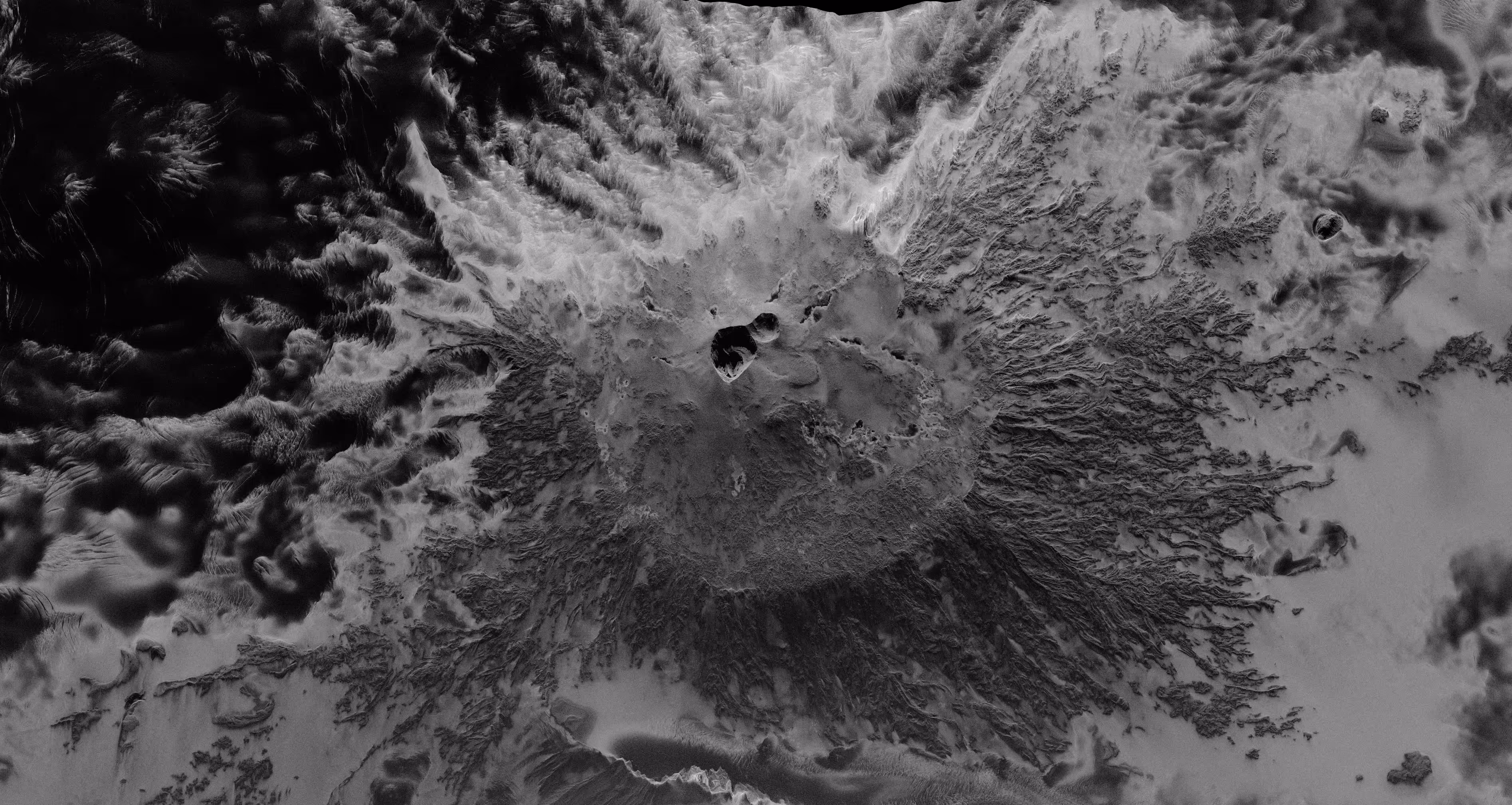 High-resolution Capella SAR imagery of Mount Erebus, Antarctica showing detailed surface features captured in all-weather conditions