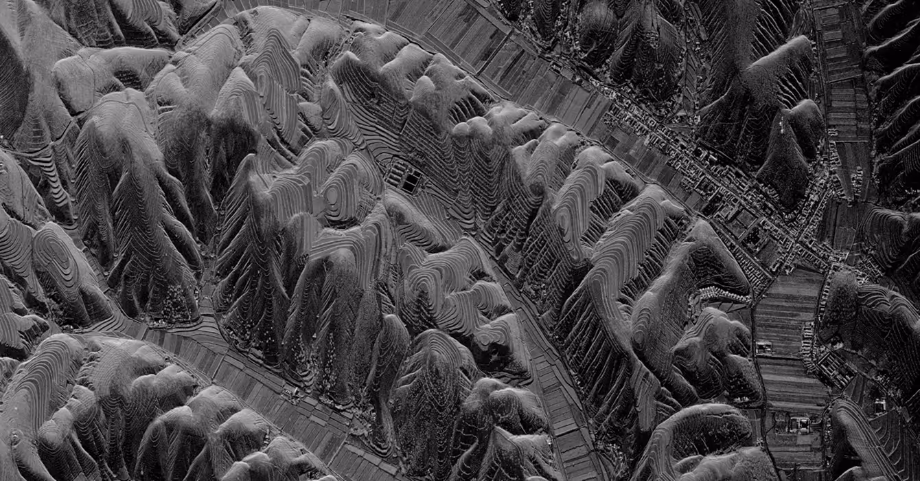 High-resolution Capella SAR imagery of Maojing, Gansu, China showing detailed surface features captured in all-weather conditions