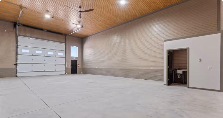 Interior of luxury garage condo storage unit