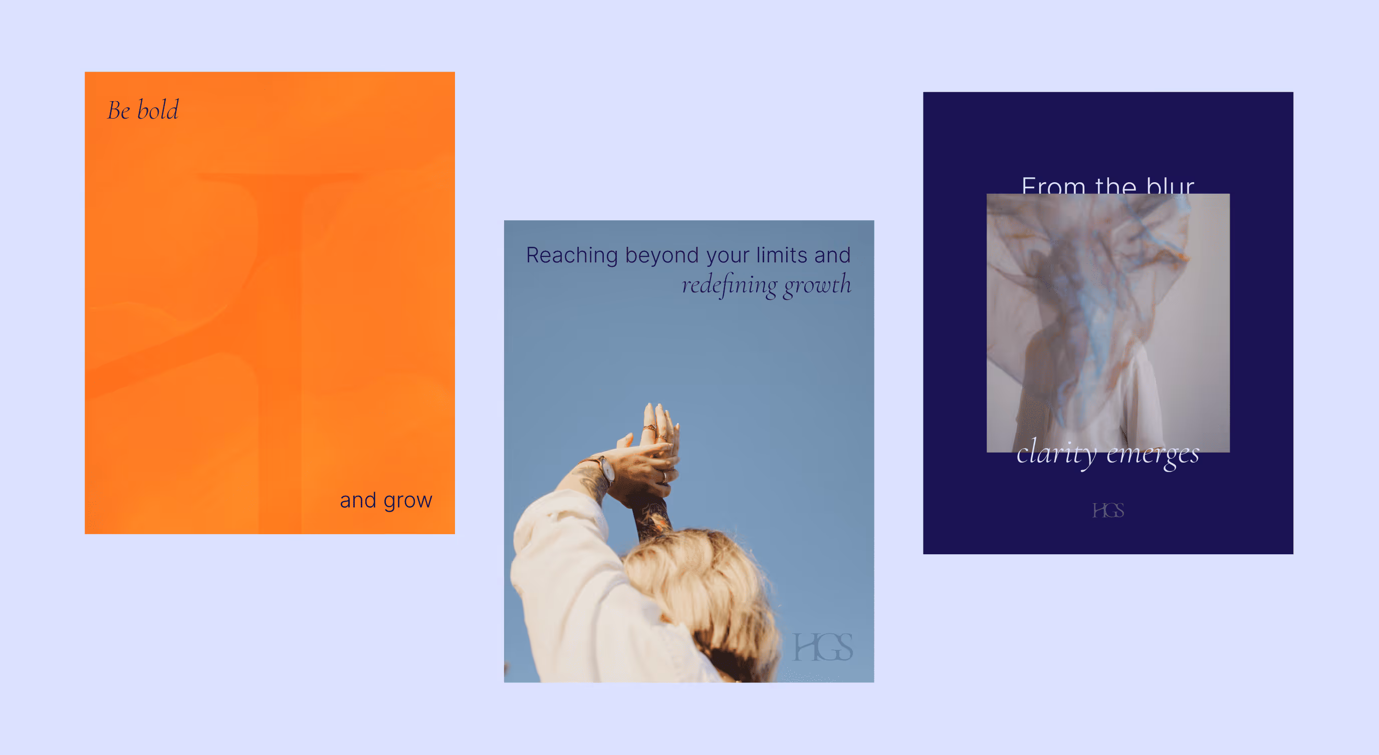 Three artistic close-up images of flaky crust and creamy filling textures with text overlays promoting crust and crème desserts.