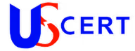 Logo of US-CERT with stylized letters U and S in blue and red followed by CERT in blue.