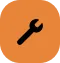 Black wrench icon on an orange circular background.