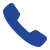 Blue telephone handset icon.