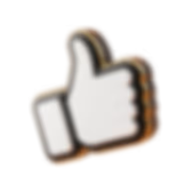 Symbole de pouce levé flou en blanc et noir sur fond transparent.