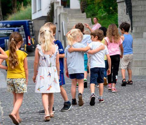 Students playing in groups as part of extracurricular activities.