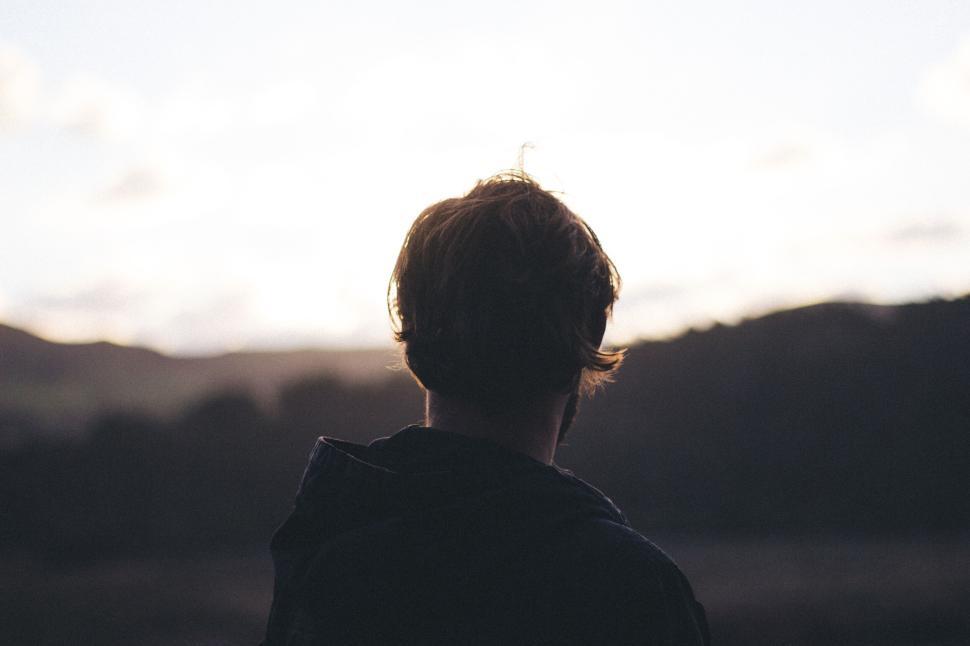 Free Stock Photo of Person from behind looking at sunrise or sunset horizon | Download Free Images and Free Illustrations