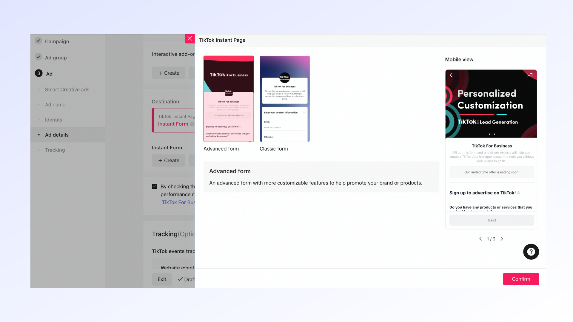 TikTok Ads - Formulaire Lead Ads