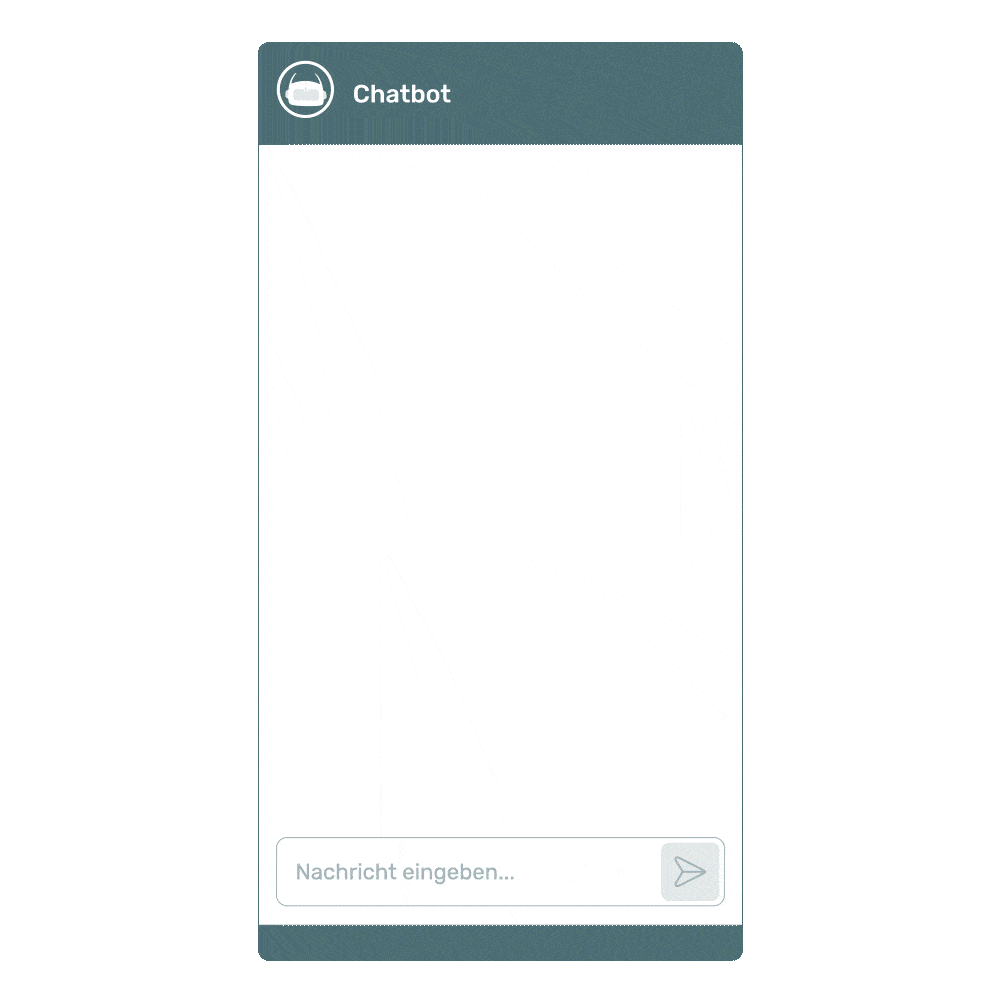Animation eines Chatbots, der Fragen zu Bearbeitungszeit und Kosten eines Reisepasses beantwortet.