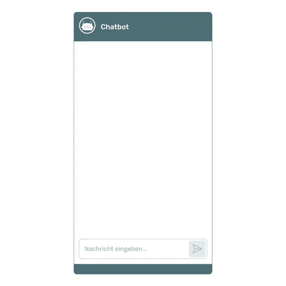 Animation eines Chatbots, der den Status eines Wohnantrags abfragt und eine Bearbeitungszeit mitteilt.