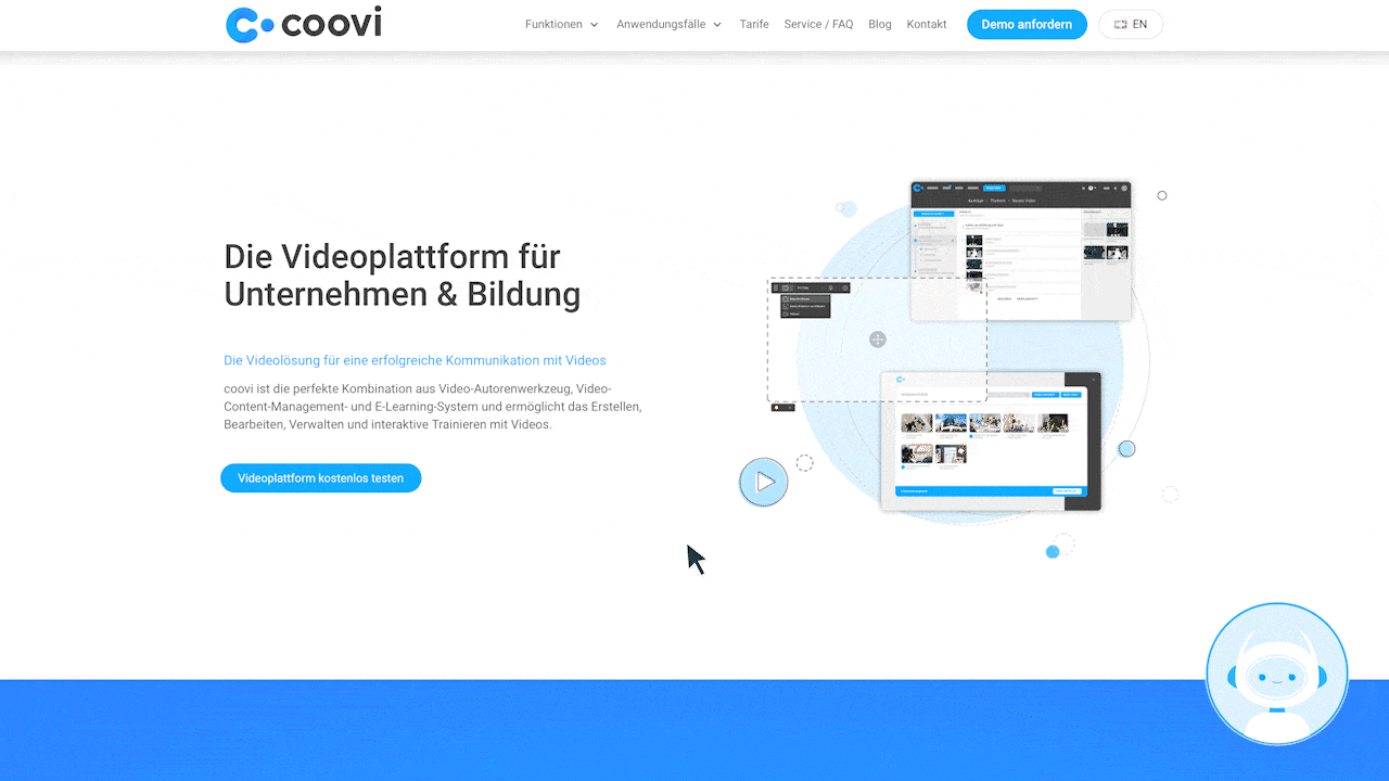 Animation, wie der Toggle-Button von DialogBits auf Websites aussieht.