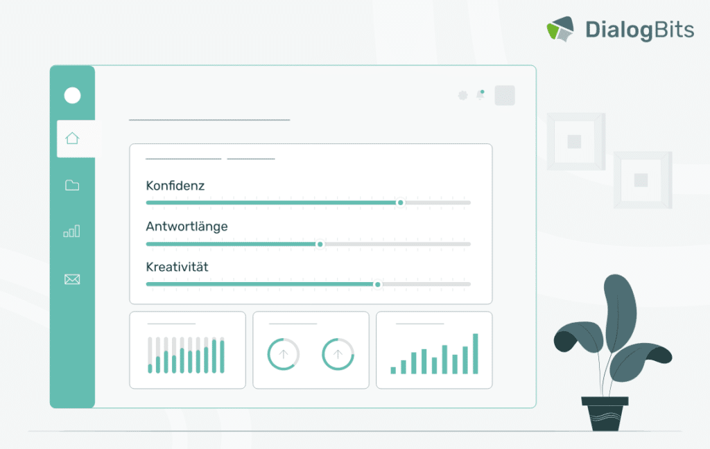 Benutzeroberfläche mit Reglern zur Steuerung von Konfidenz, Antwortlänge und Kreativität eines Chatbots.
