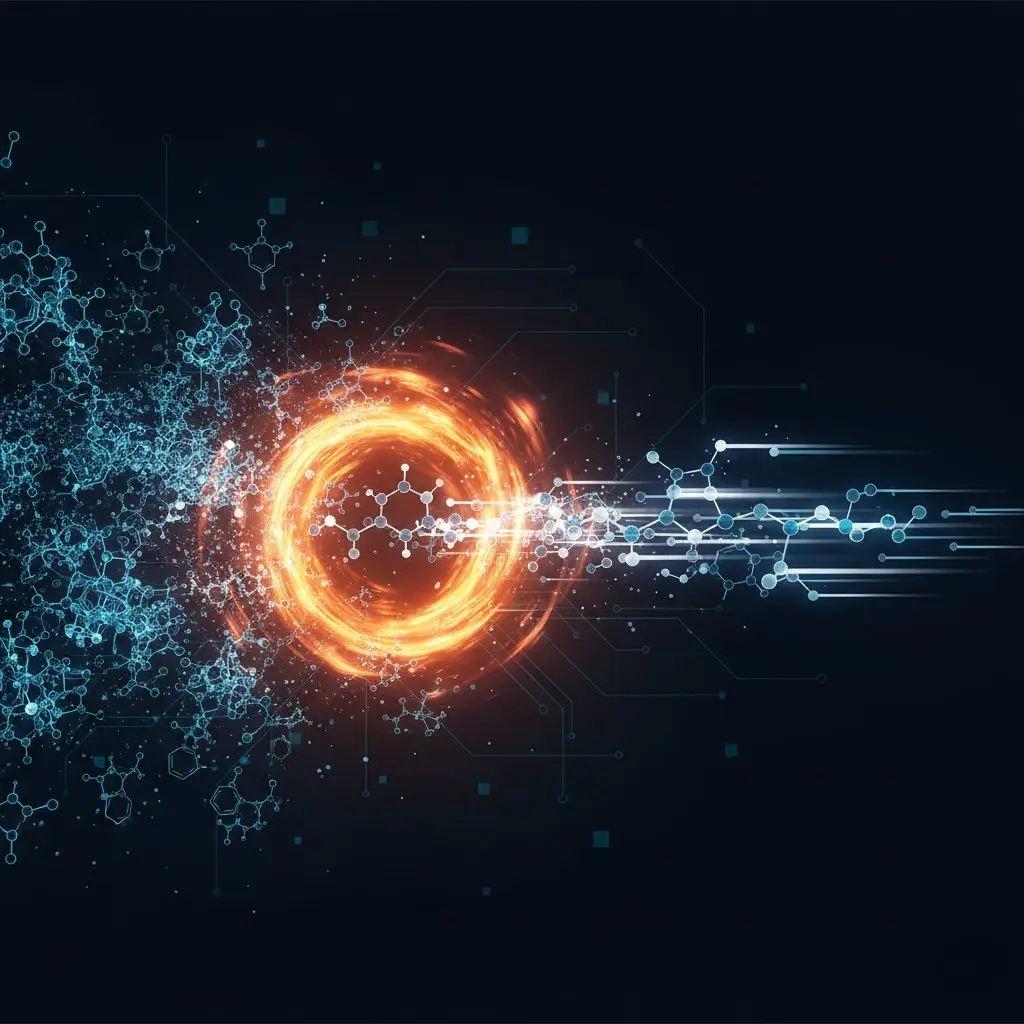 Abstract visualization of molecular transformation and chemical innovation processes