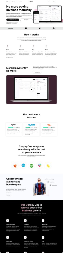 Designing and developing a site for a bookkeeping solution