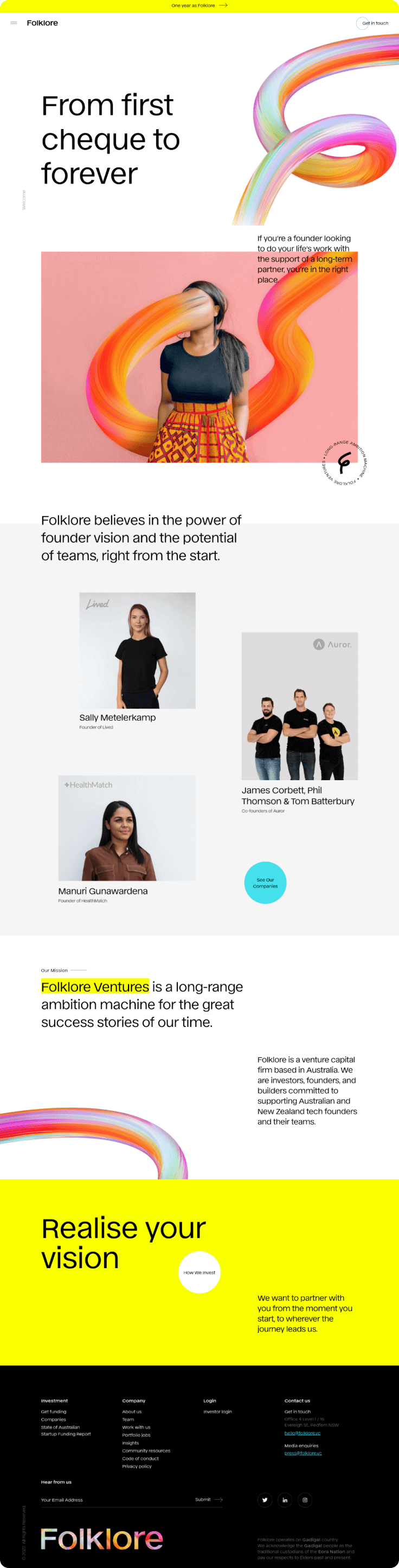 Portfolio website for an Australian VC