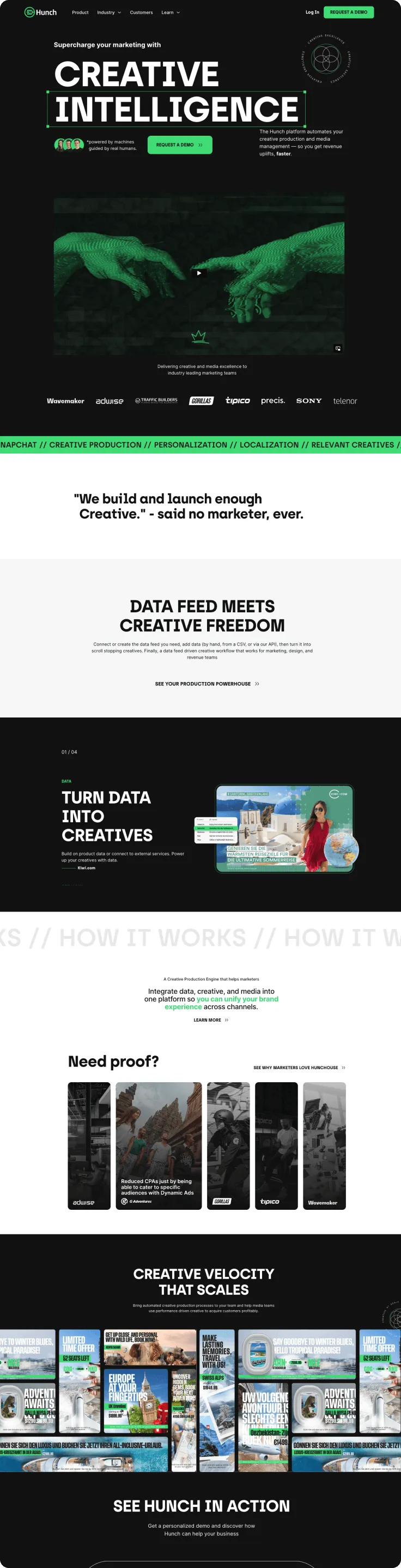 Marketing website for a data-driven creative software