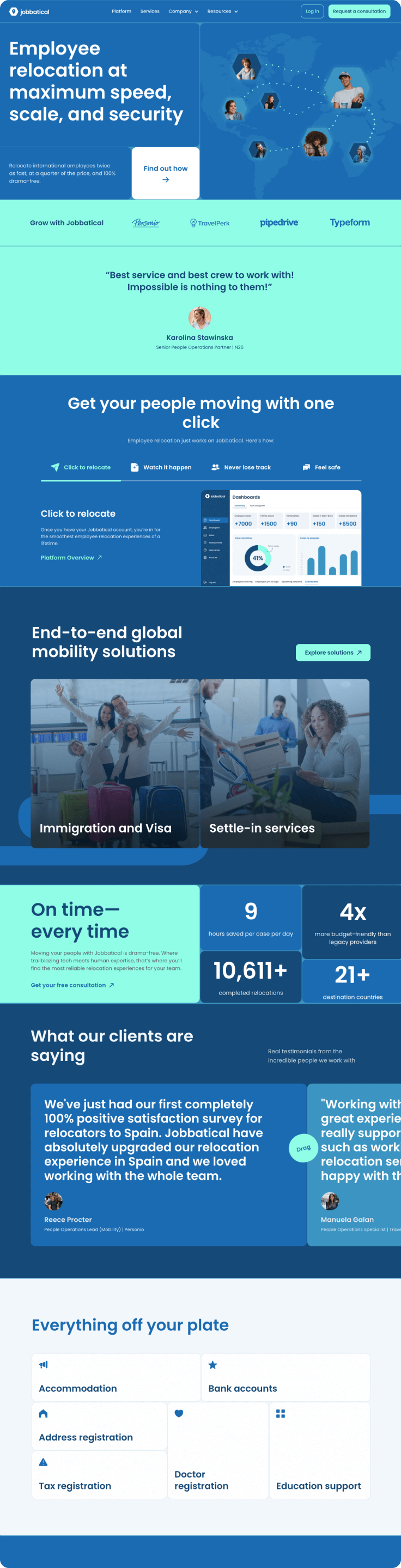 End-to-end for an employee relocation platform