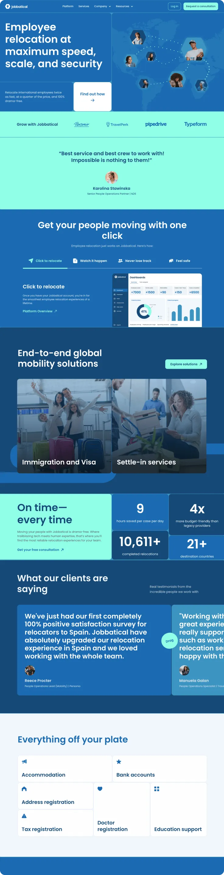 End-to-end for an employee relocation platform