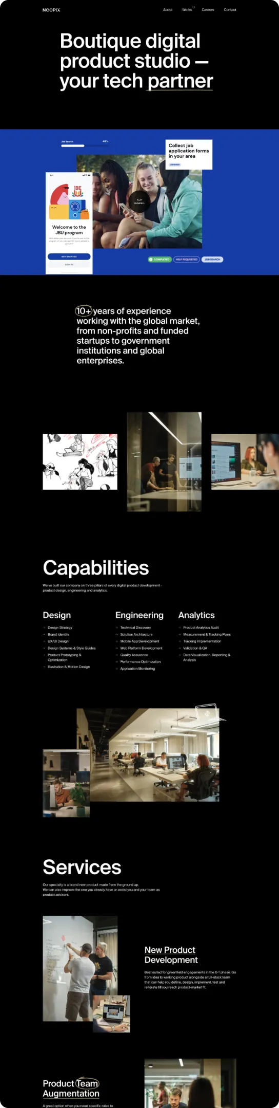 Developing marketing website for a digital product studio