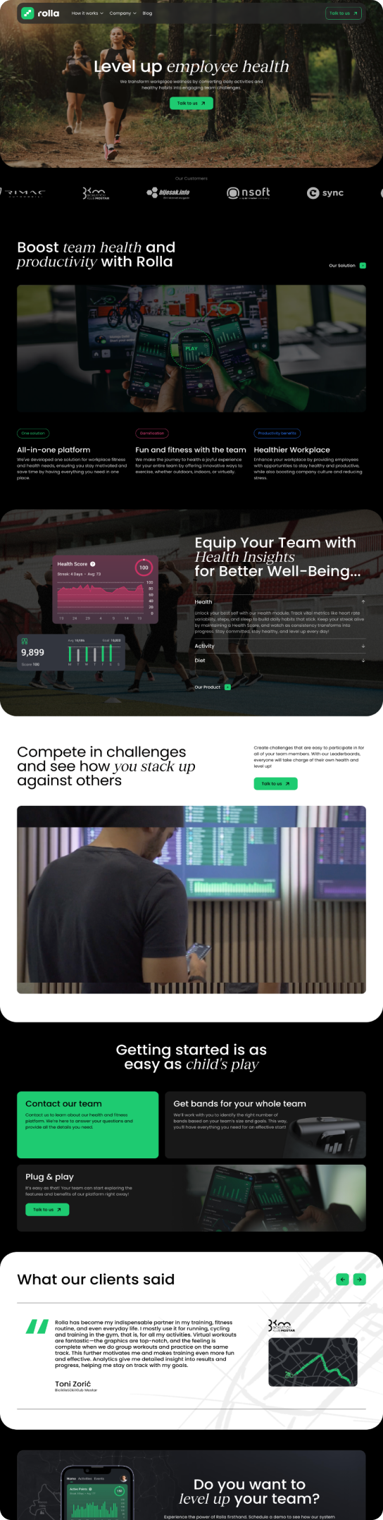 Rebuilt and redesigned the website for all-in-one health and fitness platform