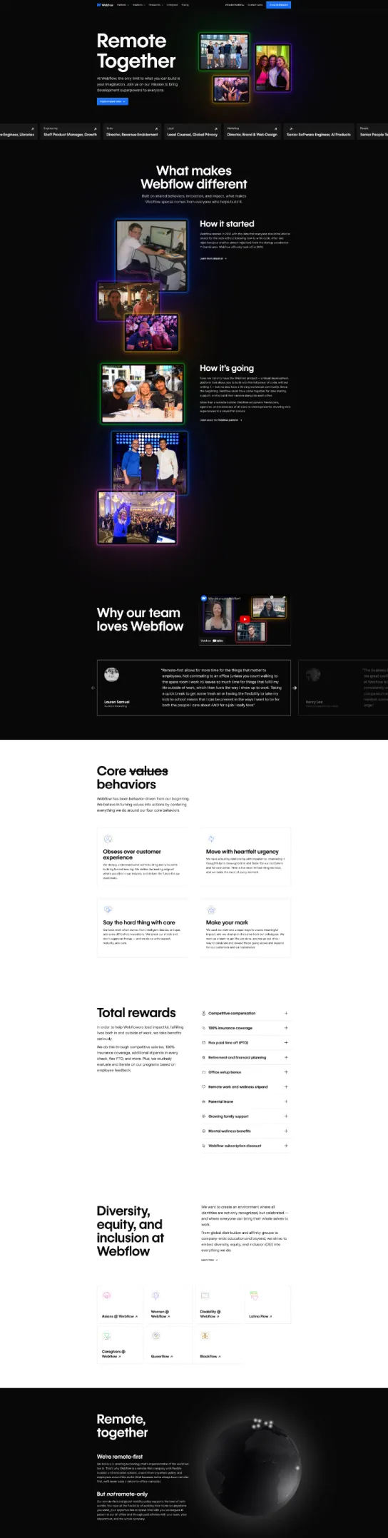 Developing a new careers page for Webflow