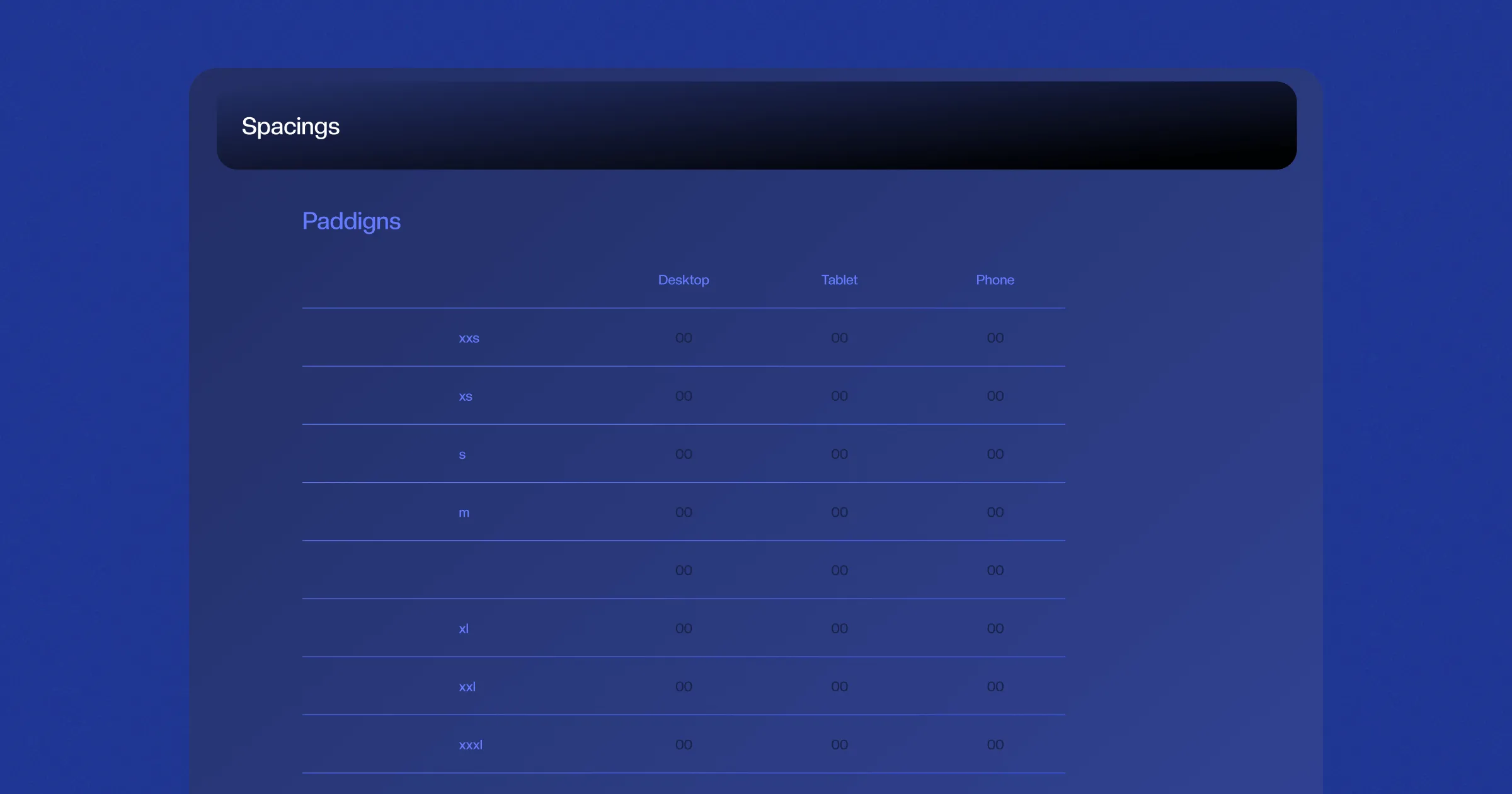 Paddings template