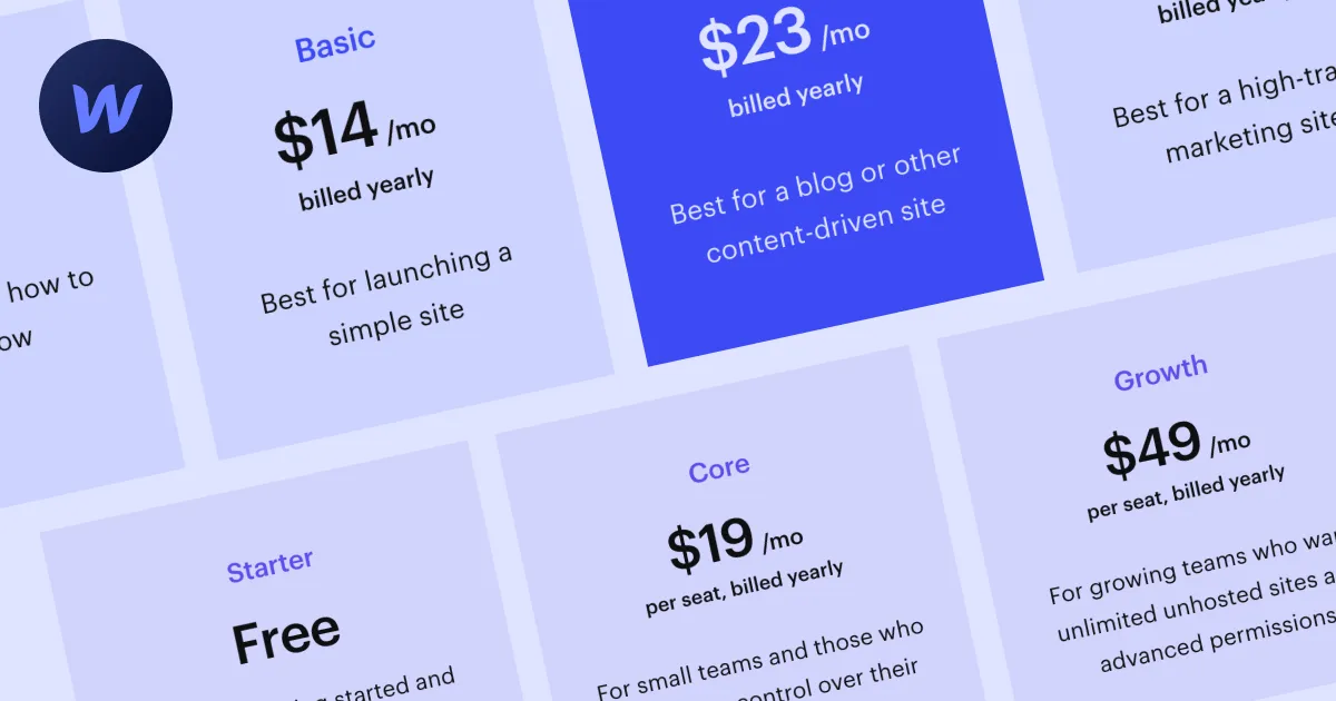 Webflow pricing