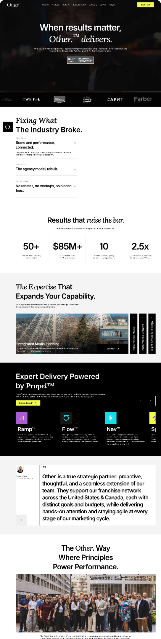 Full Webflow rebuild and SEO for a performance-media agency