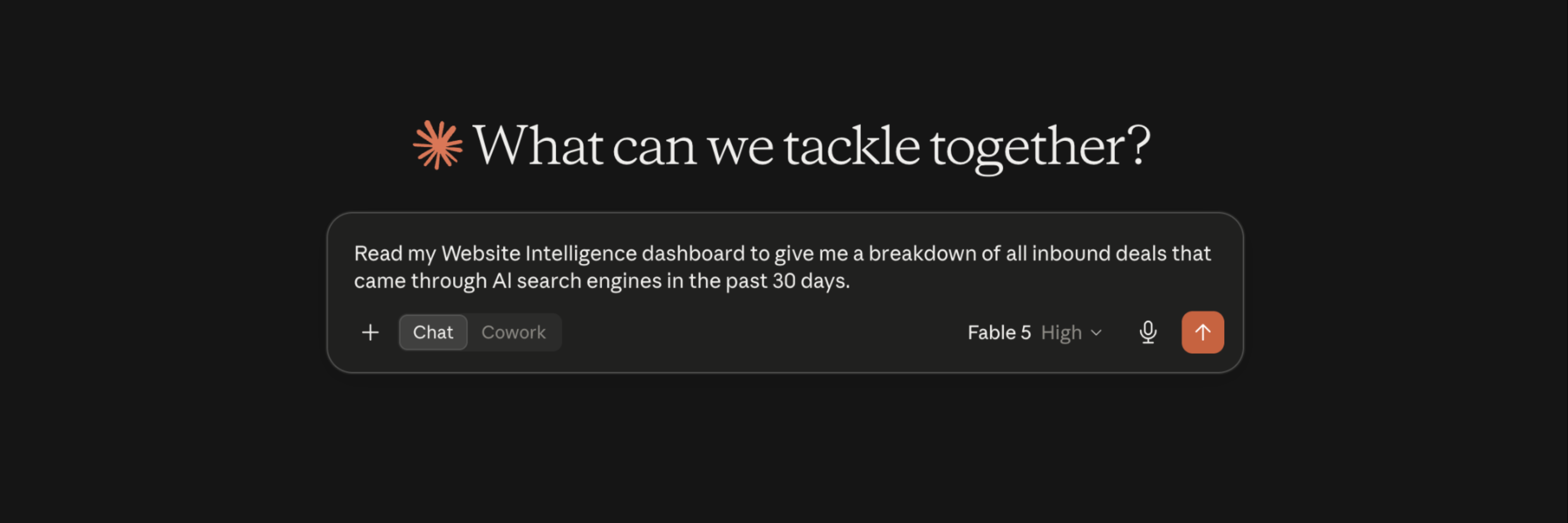 Asking Claude to read the Website Intelligence dashboard and break down inbound deals that came through AI search engines in the past 30 days
