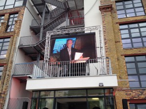 Eric Schmidt onscreen. Photo: Silicon Allee/David Knight