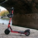 A photo of a Voi scooter.