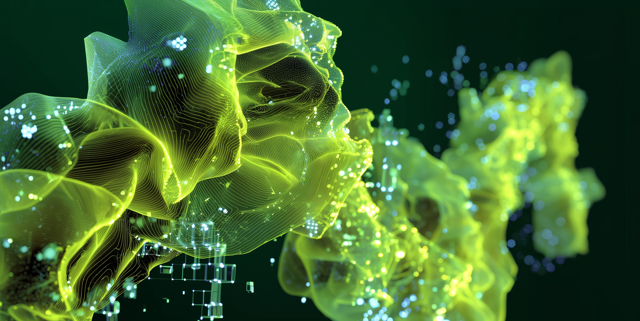 green and yellow tech abstract shape