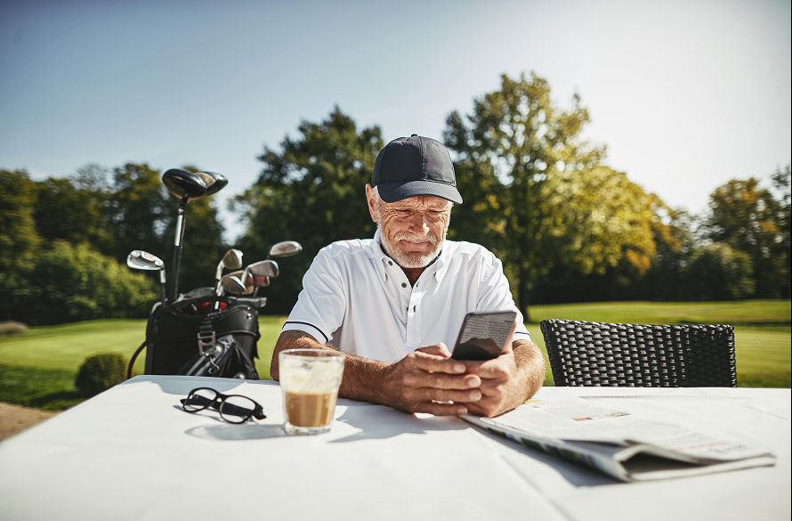 Retiree on a golf course