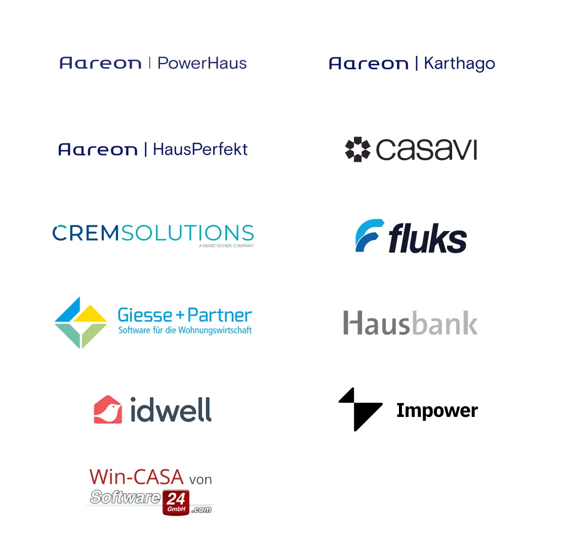 Schnittstelle Aareon PowerHaus, Aareon Karthago, Aareon HausPerfekt, casavi, Crem Solutions, fluks Domus, Giesse + Partner, HausBank, Impower, Win-CASA