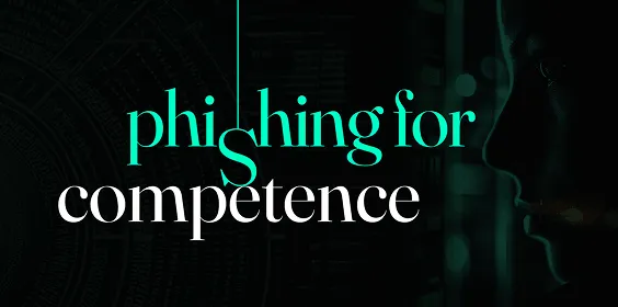 Das "phishing for competence" Logo vor einem dunklem Hintergrund.