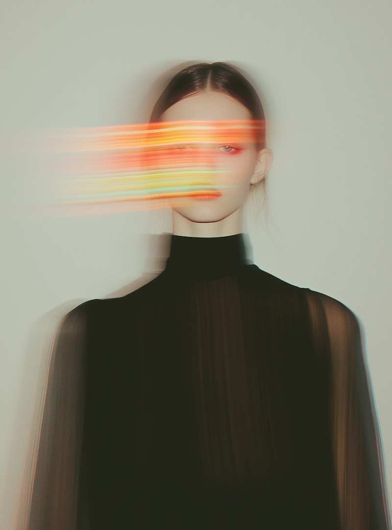 A woman in a black shirt with a blurry background.