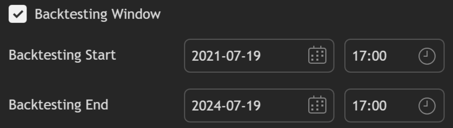 S&D Backtester Backtesting Window