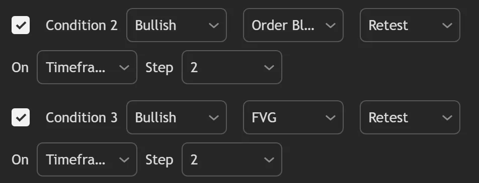PAT Backtester setting long strategy conditions