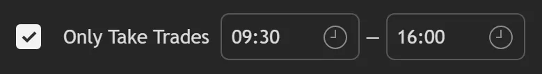 SFX Backtester setting time session criteria for long strategy