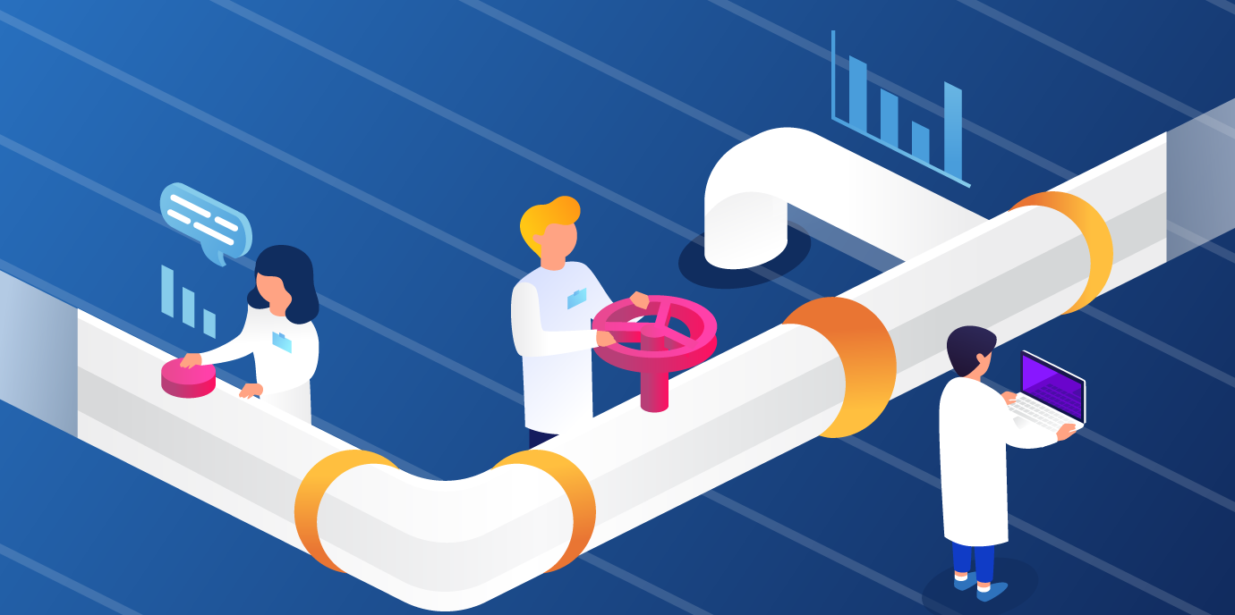 Illustration d'une équipe data travaillant sur un data pipeline