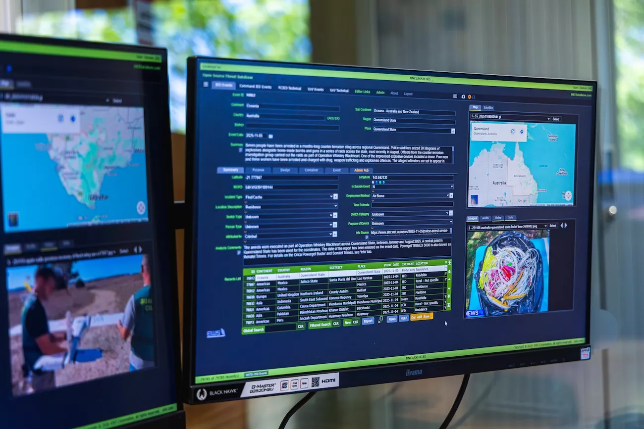Analyst conducting OSINT research to support counter terrorism intelligence and threat analysis.
