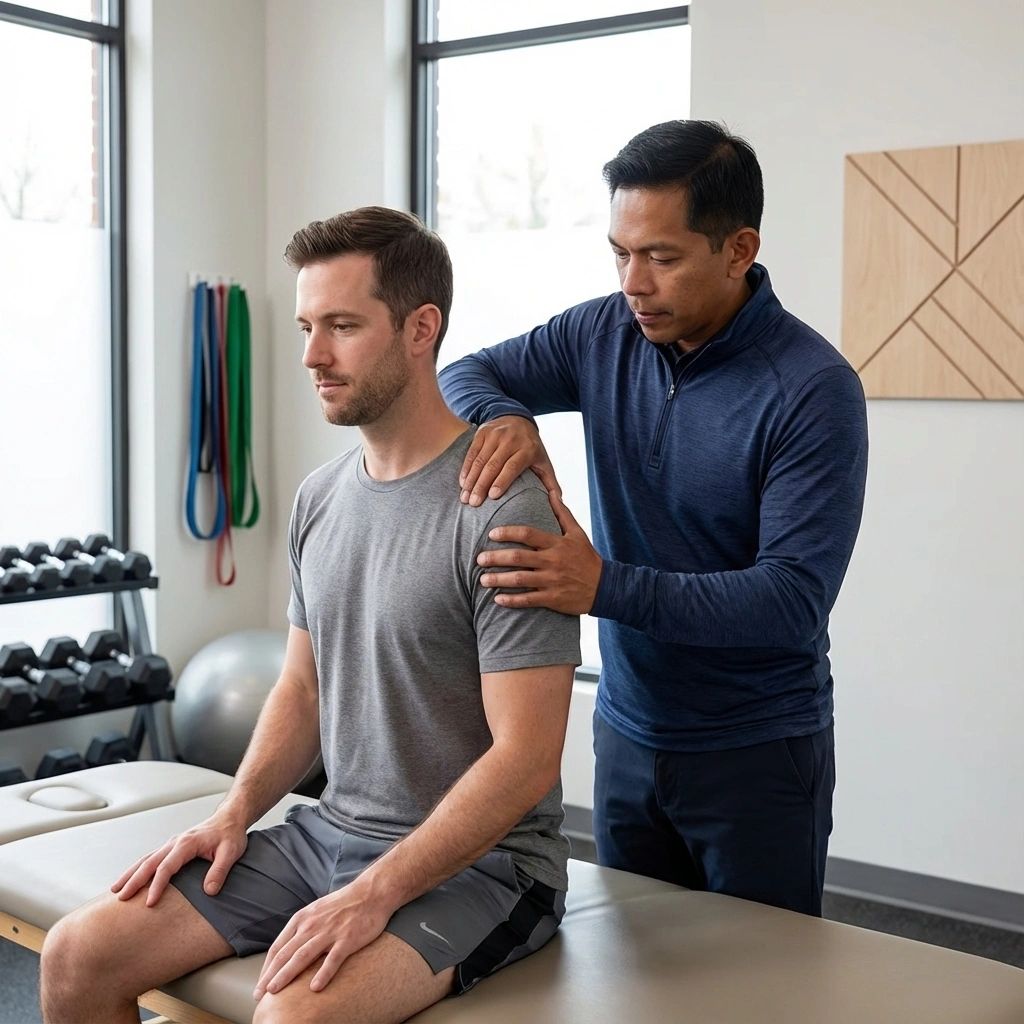  Patient working with a provider at a golf physical therapy clinic in Georgetown