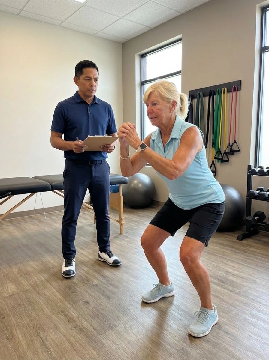  Patient working with a provider at a golf physical therapy clinic in Georgetown