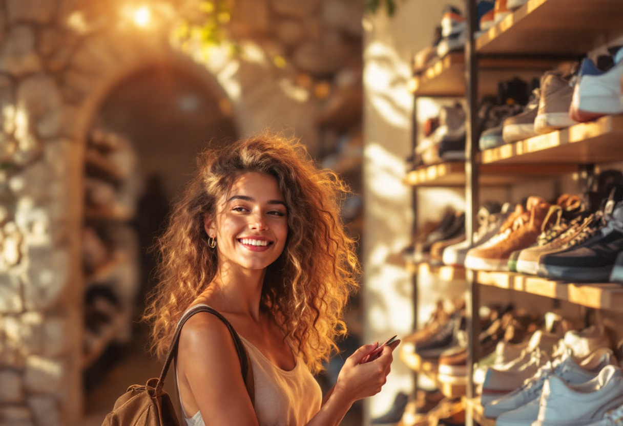 image of customer browsing store aisles (for a footwear store)