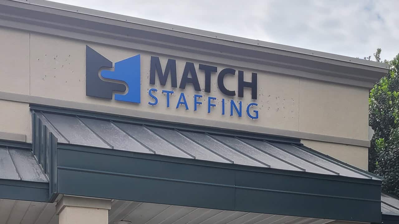 Exterior of the Match Staffing staffing office in Savannah, Georgia