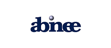 Texto estilizado da palavra 'abinee' em azul escuro com um ponto cinza acima do 'i'.