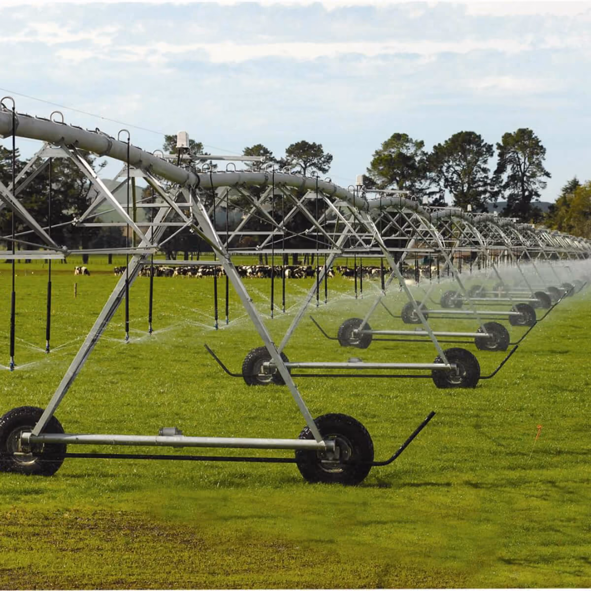 Centre-pivot irrigation system watering pasture