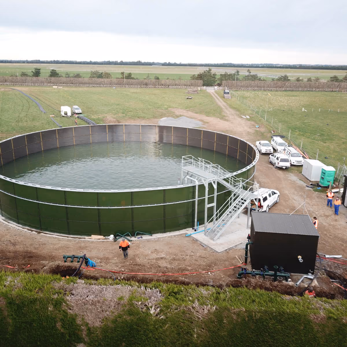 Circular water reservoir under construction